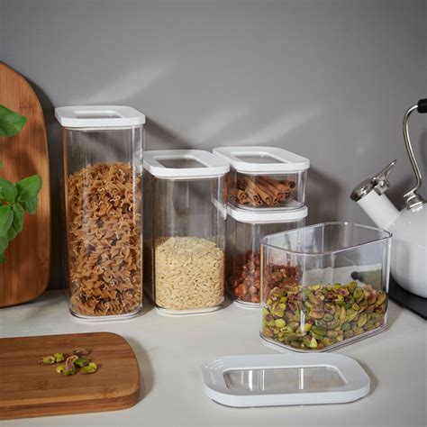 5 X Clear Kitchen Storage Canisters Store