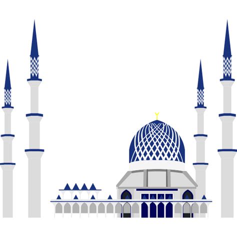 Simple Illustration Of Blue Dom Mosque Download Png Image