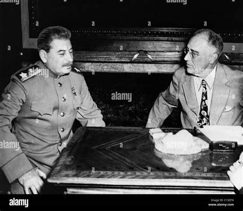 World War Ii Soviet Premier Josef Stalin With Us President Franklin