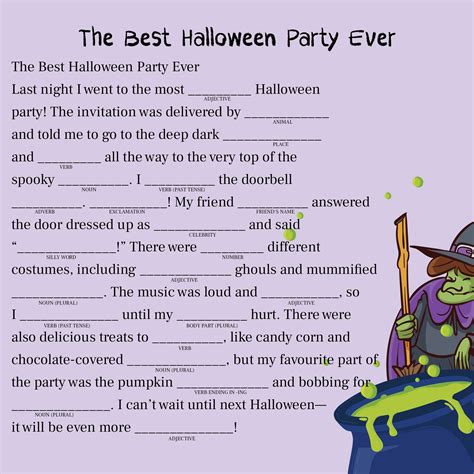 4 Best Adult Halloween Mad Libs Printable