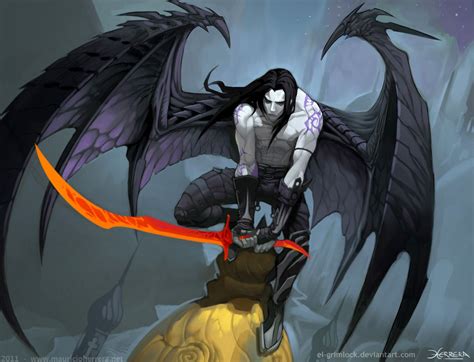 Black Wings By El Grimlock On Deviantart Fantasy Demon Character Art