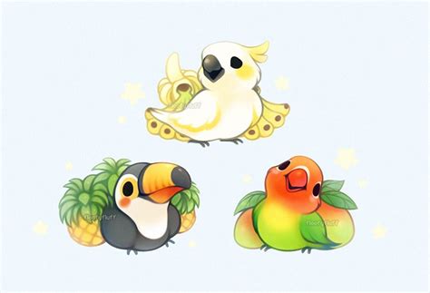 Fruity Birds Cute Animals Dibujos De Animales Dibujos Kawaii Arte