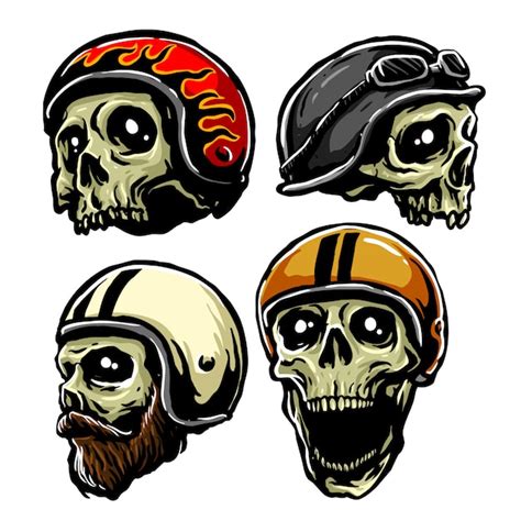 Premium Vector Retro Helmet Skull