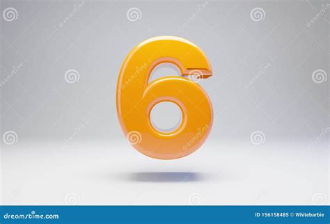 Number 6 3d Orange Glossy Number Isolated On White Background Stock