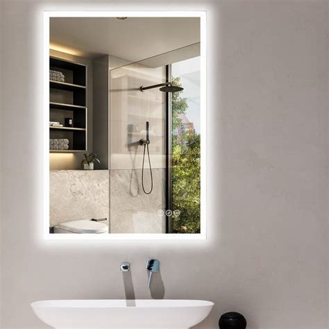 600mm X 800mm Frameless Acrylic Rectangle Wall Mounted Led Bathroom Mirror Anti Fog Homary Uk
