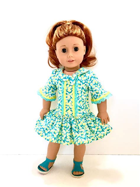 Blue And Yellow Floral Dress Ag Doll Clothing 18 Inch Doll Etsy