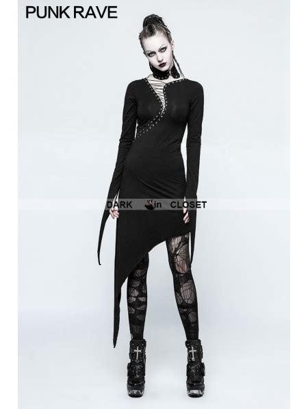 The creation of new and unusual shapes. Punk Rave Black Gothic Dark Knitting Cotton Dress ...
