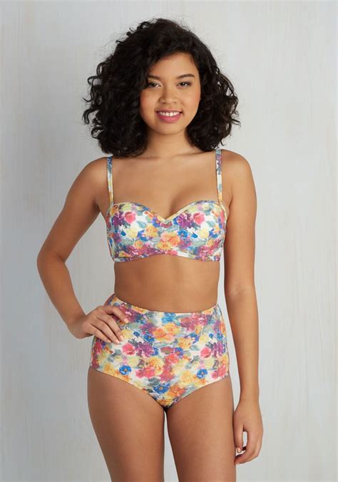 On A Tide Note Swimsuit Top In Grotto Mod Retro Vintage Bathing Suits