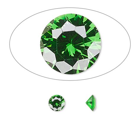 Gem Cubic Zirconia Emerald Green 5mm Faceted Round Mohs Hardness 8