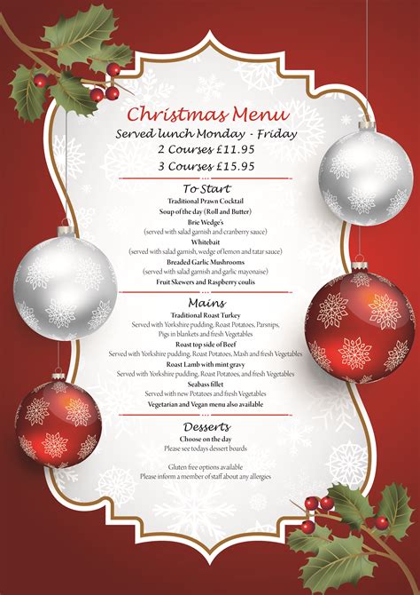 The menu is a little different. Christmas Menu - The Ship Inn Tiptree