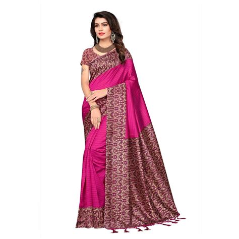 Buy Indian Beauty Womens Multi Color Mysore Silk With Jhalar Saree With Blouse Piece Pack Of 2