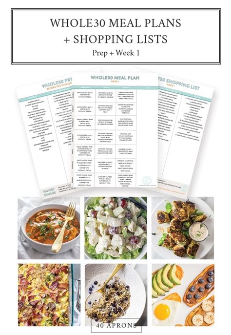 Whole30 Meal Plans Shopping Lists Prep Week 1 Downloadable