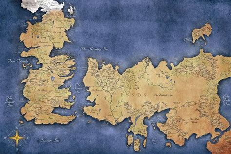 Game Of Thrones Map Of Westeros And Essos Game Of Thrones Etsy Game