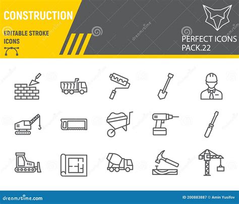 Construction Line Icon Set Repair Collection Vector Sketches Logo