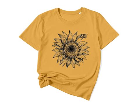 Sunflower Shirt With Bee Unisex Plant Lover Shirts For Women Etsy