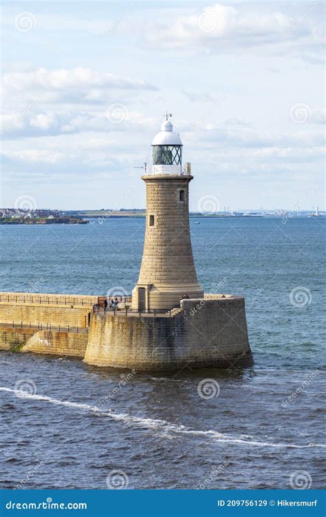 Tynemouth Lighthouse Newcastle In United Kingdom Stock Image Image