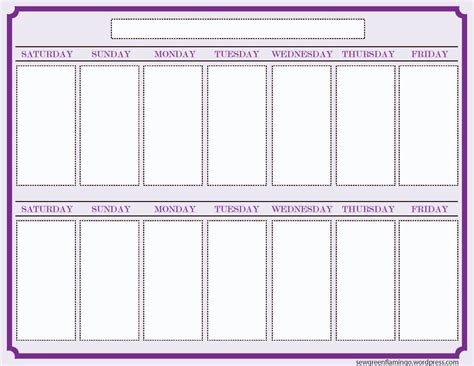 Two Week Schedule Template Example Calendar Printable