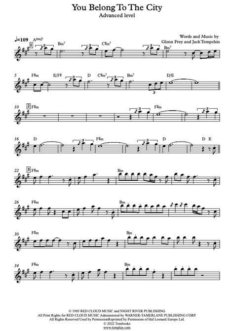 You Belong To The City Sheet Music To Download And Print
