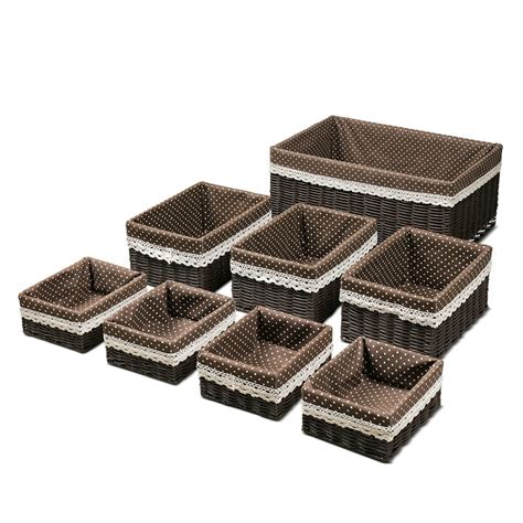 Storage Baskets Woven With Liner Nesting Decorative Organizing Wicker