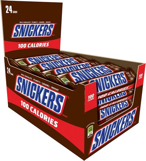 Snickers 100 Calories Chocolate Candy Bar 076 Ounce Bar 24 Count Box