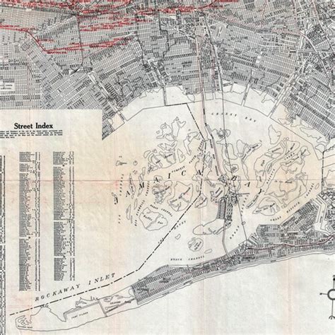 Vintage Map Of Queens New York Old Queens Nyc Queens Wall Map Queens