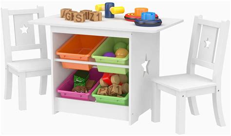 Mecor Kids Star Design Table And Chair Set Table With 4 Storage Boxes