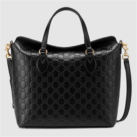 Gucci Signature Leather Tote Bag In Black Lyst