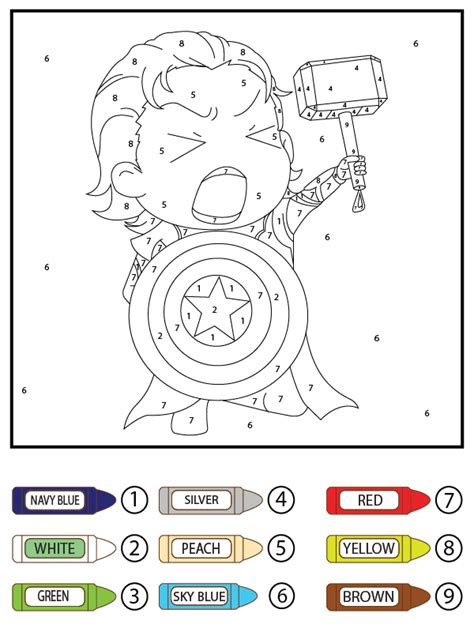 Baby Avengers Color By Number Coloring Page Free Printable Coloring