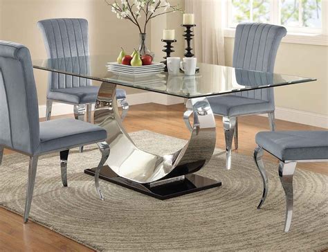 Maybe you would like to learn more about one of these? Coaster Manessier Rectangular Glass Dining Table - Chrome ...