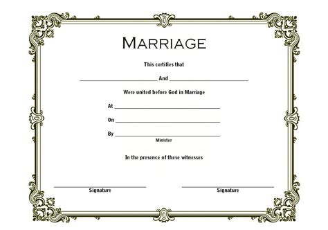 The Second Version Of Free Fillable Marriage Certificate Template For Word Pdf Printable