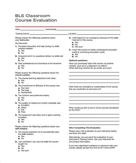 class evaluation samples sample templates