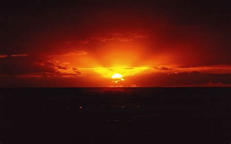 Download Horizon Orange Color Cloud Sunbeam Sun Sky Nature Sunset Hd