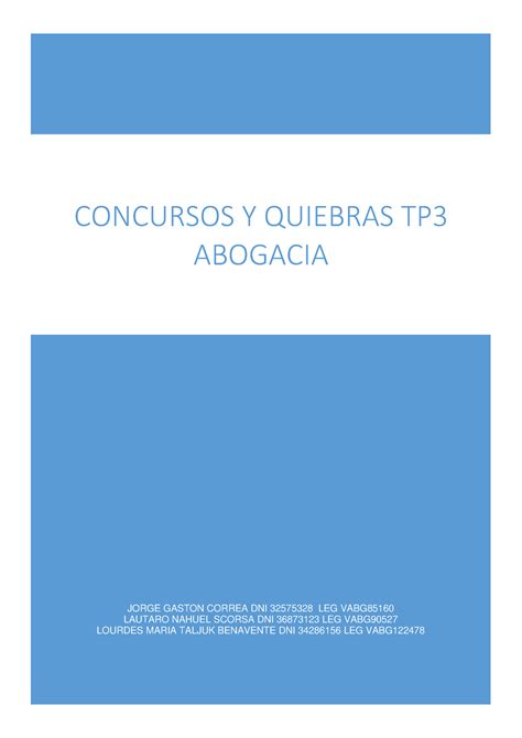 Concurso Y Quiebras Tp3 Abogacia Jorge Gaston Correa Dni 32575328