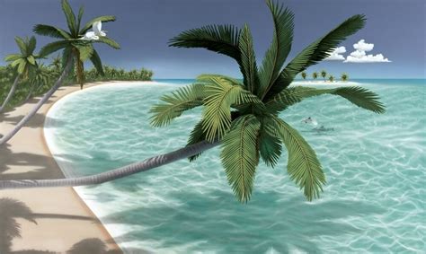 Island Paradise Wallpaper Mural Beach Scene Ocean Palm