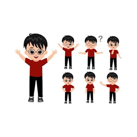 Premium Vector Little Boy Character Set