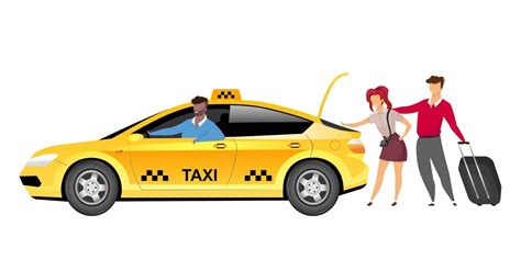 Taxi Driver With Clients Flat Color Vector Faceless Characters 2981929