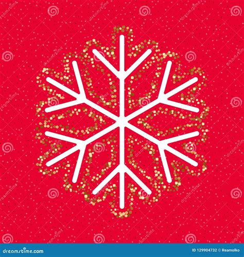 Snowflake On Red And Golden Glitter Background Vector Illustration