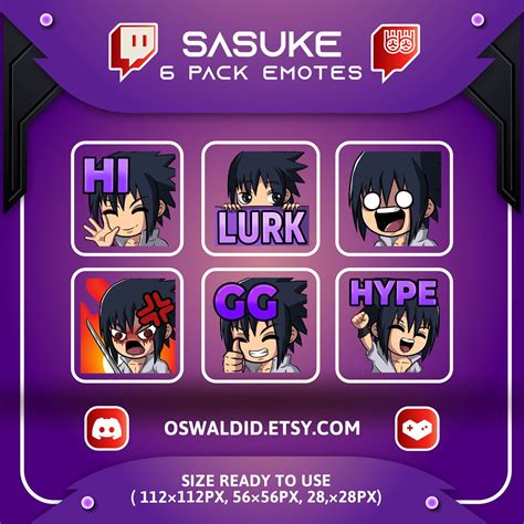 Naruto Sasuke Emotes Sasuke Emojis Funny Twitch Emotes Sub Etsy