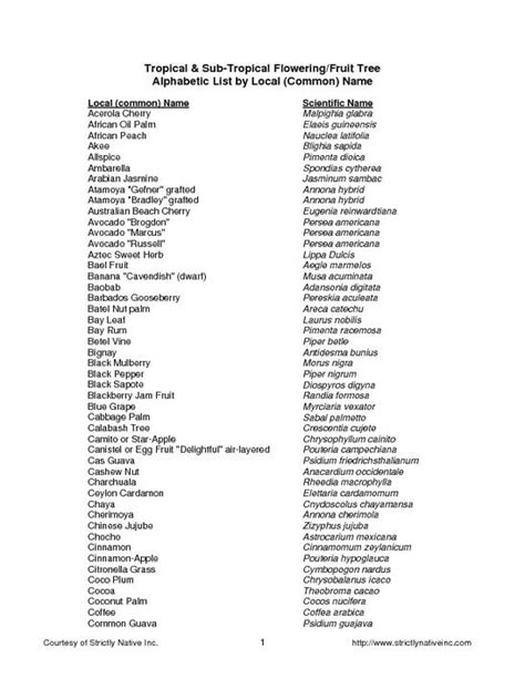 The words in italic and listed in brackets are the scientific names in latin. Image detail for -... & Sub-Tropical Flowering/Fruit Tree ...