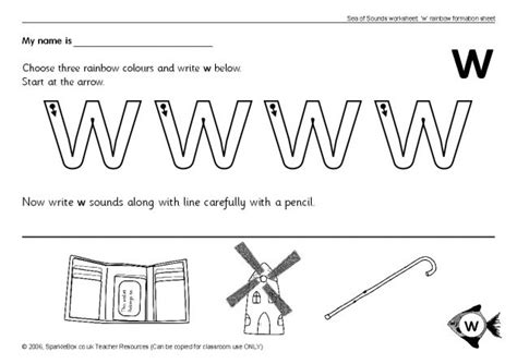 Inclosure (was as common as or more common until the early 1800s; Letter 'w' Worksheets (SB503) - SparkleBox