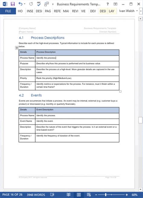Business Requirements Templates Ms Office Templates Forms