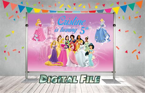 Digital File Disney Princess Backdrop Banner Disney Princess Etsy