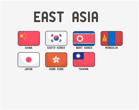 Premium Vector East Asia Flags Set