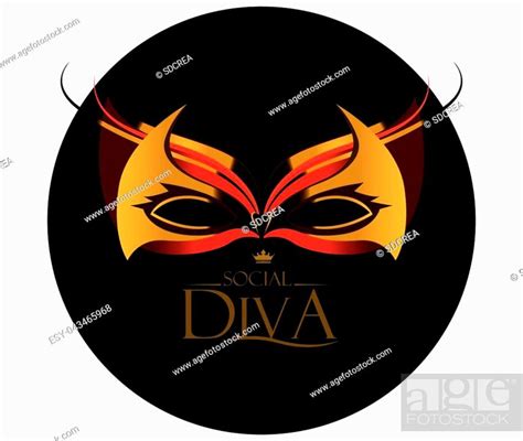 Diva Logo With Masquerade Glasses Eps 8 Supported Stock Vector