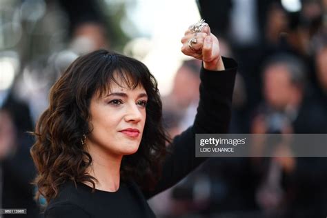 Italian Actress Asia Argento Poses As She Arrives On May 19 2018 For
