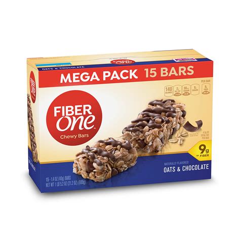 fiber one chewy bar oats and chocolate 15 fiber bars mega pack 21 2 oz pack of 2 packaging
