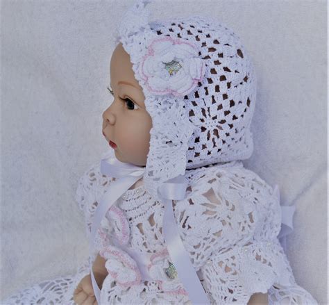 Bonnet Heirloom Baby Crochet Christening Pdf Pattern Bonnet Pattern