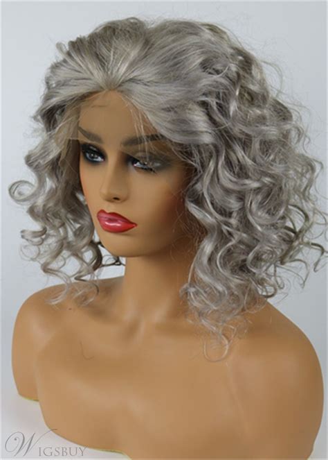 medium salt and pepper hair curly human hair lace front women wigs for older women shop wigsbuy