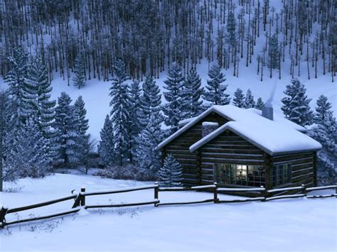 Decoations Log Cabin Christmas Wallpapers Winter