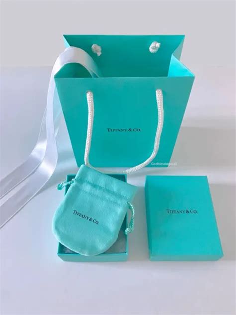 Tiffany And Co Empty Packaging Blue Box Pouch Ribbon Shopping Bag 4pc